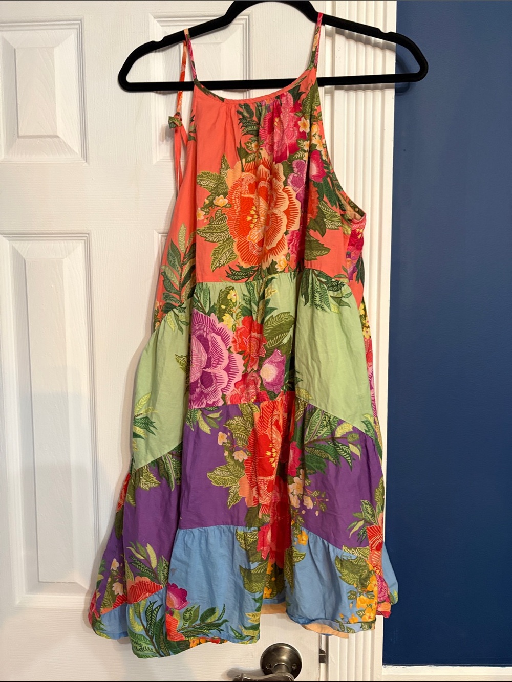 Farm Rio x Anthropologie Halter Floral Tiered Mini Dress - size Large - Picture 6 of 6
